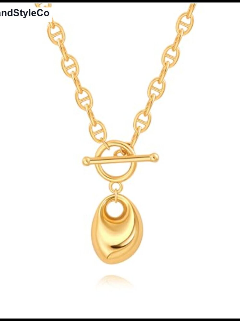 18k Gold Plated Pendant Necklace for Women, Baroque Pearl Compass Charm Chain